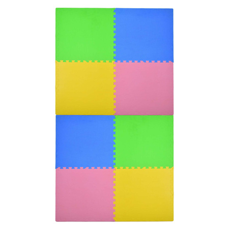 Mata piankowa podłogowa Humbi 240x120 Duże puzzle piankowe wodoodporne bezpieczne 8 szt. niebieski, różowy, żółty, zielony