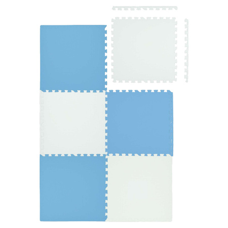 Mata piankowa podłogowa Humbi 180x120 Duże puzzle piankowe wodoodporne bezpieczne 6 szt. niebieski biały