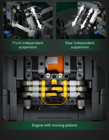 Klocki konstrukcyjne CaDA Samochód 35 cm autko miejskie RUF GT czarny Pojazd 1655 elementów