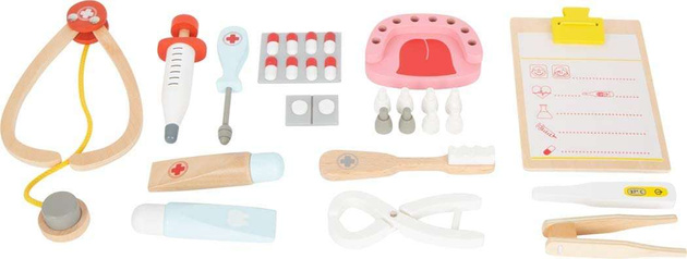 Drewniany Zestaw Małego Lekarza Dentysta Dla Dzieci Z Torbą Akcesoria Xxl