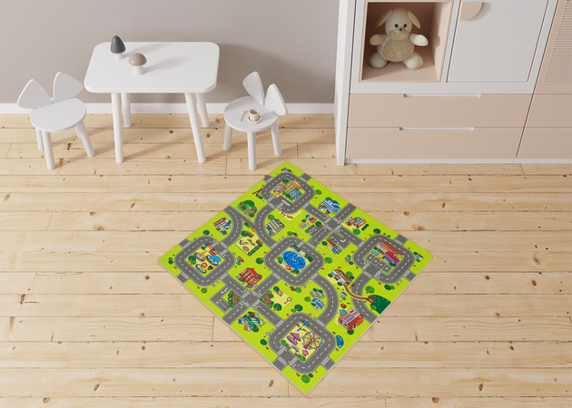 Humbi Puzzle piankowe Duża mata piankowa Miasto Uliczki 31,5 x 31,5 x 1cm 18 szt.