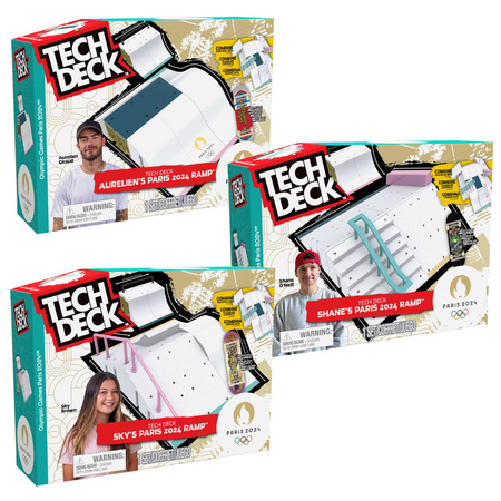 Tech Deck zestaw fingerboards Rampy Aurelien's Ramp, Shane's Ramp, Sky's Ramp + kolorowe deskorolki kolekcjonerske