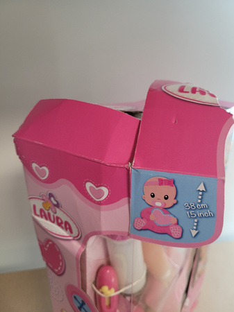 OUTLET Zestaw Bobas Laura głodna lalka 38 cm + smoczek, butelka i akcesoria do karmienia USZKODZONE OPAKOWANIE