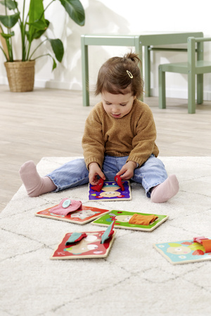 Drewniana Gra Edukacyjna Tabliczki Ubieranie Zwierząt