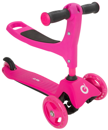 Evo Regulowana Trójkołowa Hulajnoga dla Dzieci 2w1 Jeździk Cruiser z Siedziskiem Różowy