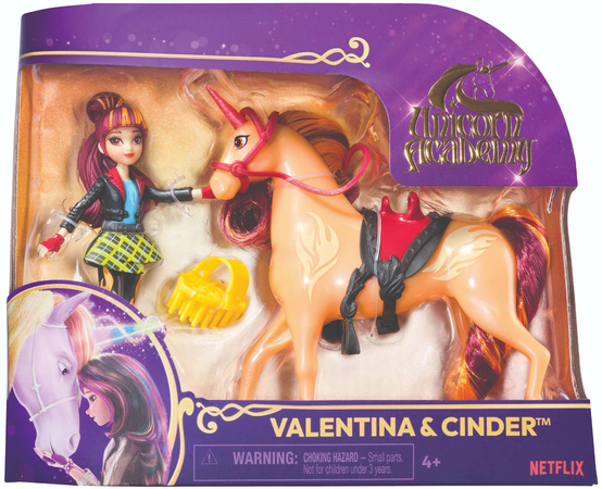 Unicorn Academy Akademia Jednorożców Zestaw Figurki Valentina & Cinder dziewczyna i jednorożec + akcesoria