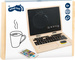Drewniany laptop z tablicą magnetyczną i kredą
