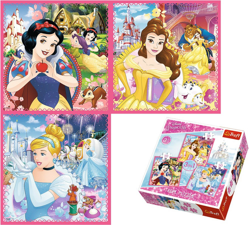 Trefl Puzzle Zaczarowany świat księżniczek Disney Księżniczki 3w1 106 elementów