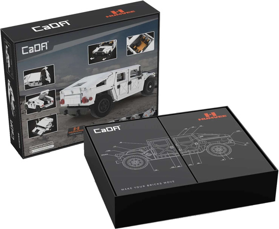 Klocki konstrukcyjne CaDA Zdalnie sterowane duże auto terenowe z napędem Power System Biały samochód Humvee Pojazd RC 1386 elementów