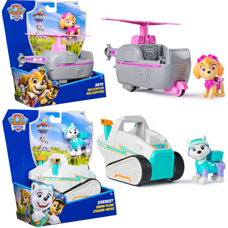 Psi Patrol Pojazd Everest skuter śnieżny i Skye Helikopter + 2 figurki Zestaw 2w1