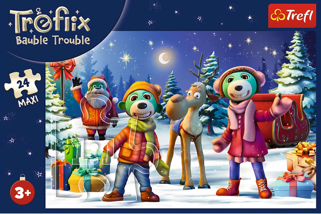Puzzle Maxi 24 Trefliki lepią bałwana Treflix Bauble Trouble Trefl