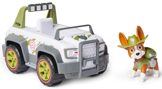 Psi Patrol 2w1 Pojazd z figurką Tracker eco + maskotka pluszak Piesek 15 cm