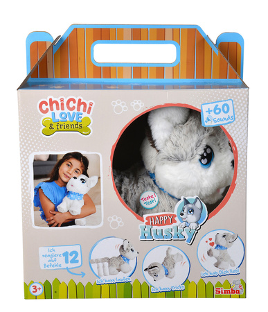 OUTLET Chi Chi Love Piesek interaktywny z apaszką 30 cm Dźwięk 3+ Happy Husky PO ZWROCIE