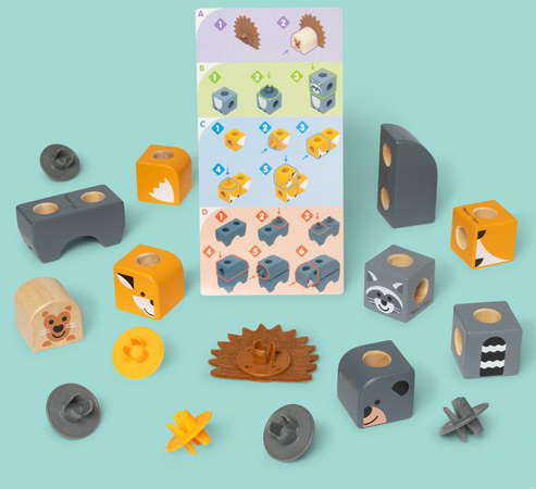 Drewniane Klocki do Budowania Leśni Przyjaciele 16 elementów Woodland Fiends Play Set