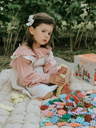 Klocki konstrukcyjne Mini Waffle zestaw w pastelowych kolorach 300 elementów Marioinex