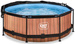 Basen ogrodowy okrągły 244x76 cm z pompą filtrującą i markizą brązowy