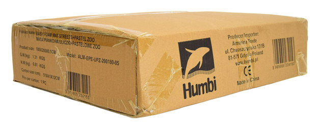 Humbi Dwustronna edukacyjna Mata piankowa Uliczki Zwierzęta 180 x 200 x 0,5 cm pastelowa duża