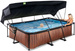 Basen ogrodowy 300x200x65 cm z pompą filtrującą i markizą brązowy