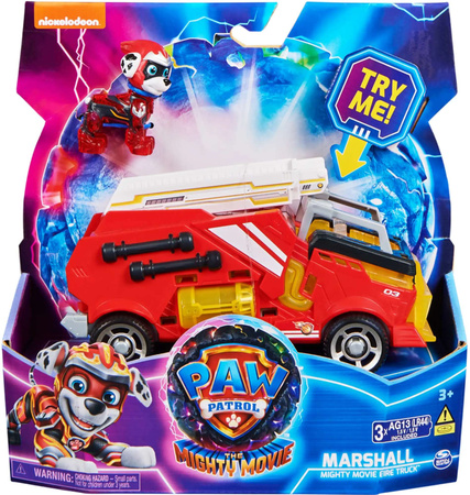 Psi Patrol The Mighty Movie Wielki Film Zestaw figurka Marshall pojazd czerwone auto wóz strażacki światło dźwięk