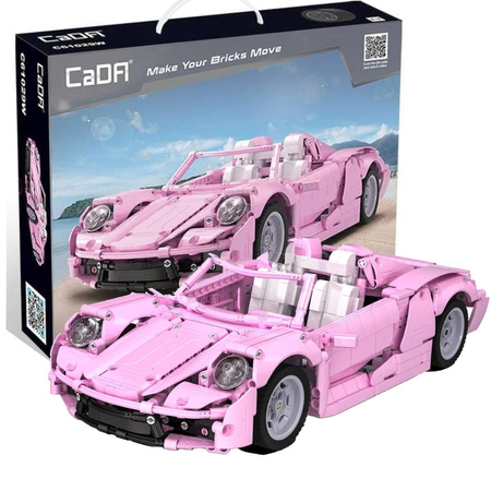 Klocki konstrukcyjne CaDA Zdalnie sterowany duży samochód Kabriolet różowy 37 cm z napędem Power System Auto Pojazd Cabrio Pink Holiday RC 1181 elementów