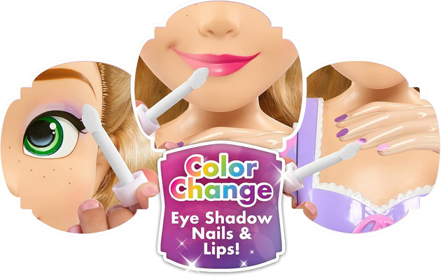 Lalka Głowa do czesania i stylizacji włosów+ manicure Księżniczka Disney Roszpunka Zaplątani +akcesoria 13 elementów