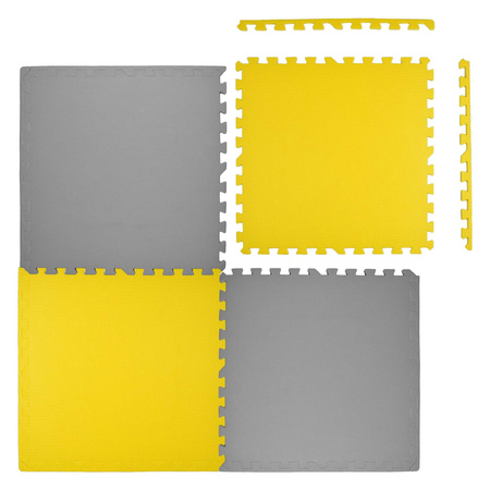 Mata piankowa podłogowa Humbi 120x120 Duże puzzle piankowe wodoodporne bezpieczne 4 szt. żółty, szary