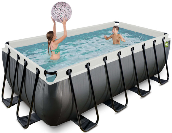 Basen ogrodowy 400x200x122 cm z pompą filtrującą i drabinką czarny