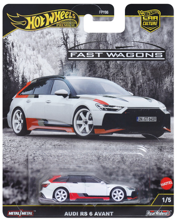 Hot Wheels Premium Car Culture Kultowe Auta Audi RS 6 Avant (C8) Białe