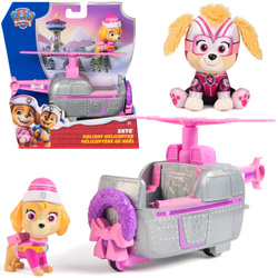 Psi Patrol świąteczny Pojazd z figurką Skye Helikopter i Figurka + maskotka Skye 15 cm