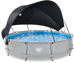 Basen ogrodowy okrągły 360x76 cm z pompą filtrującą i markizą szary