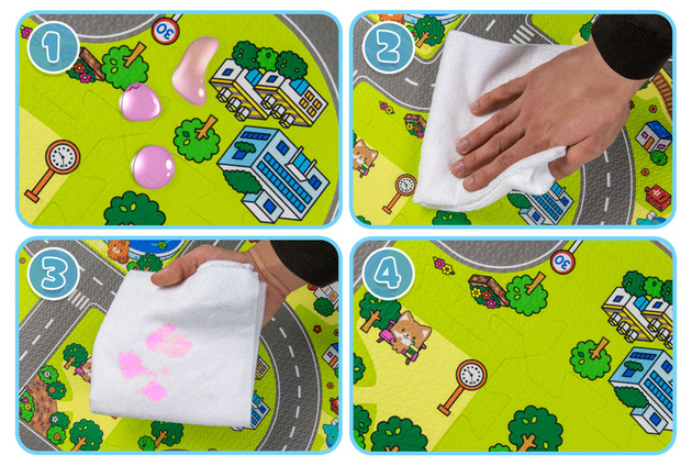 Humbi Mata edukacyjna Grube Puzzle piankowe 31,5 x 31,5 x 1 cm 63 elementy Kolorowe Ulice Miasto Uliczki Budynki Domy Domki