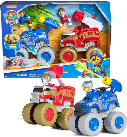 Psi Patrol Marshall I Chase Pojazdy Terenowe Zestaw Rescue Wheels + Figurki