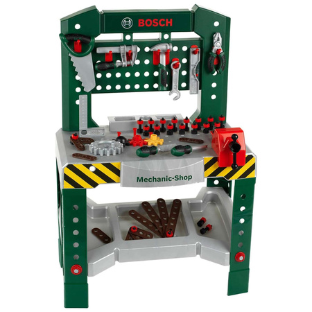 Duży warsztat Bosch dla dzieci młotek piła imadło 77 elementów stół warsztatowy 3+ Klein