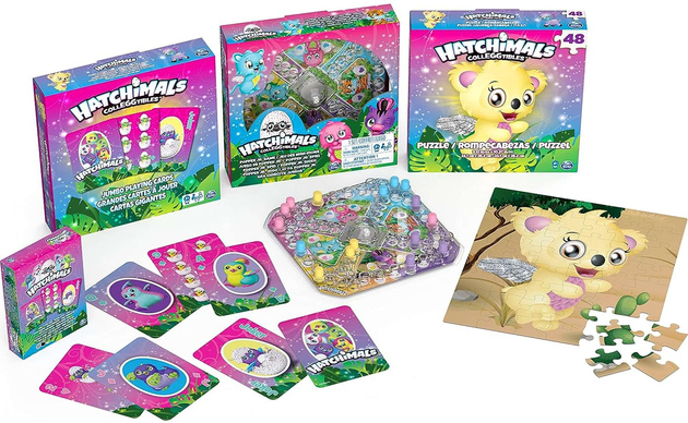 OUTLET Gra planszowa Chińczyk Hatchimals 3W1 Puzzle Spin Master USZKODZONE OPAKOWANIE