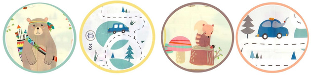 Dwustronna Składana Mata Edukacyjna z pianki XPE Podłogowa Bezpieczna 120x180 misie liski i auta Humbi