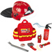 Zestaw strażacki Henry'ego z wyposażeniem Plecak i kask czerwony Hełm ochronny MSA z opuszczaną szybką