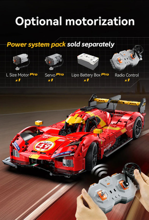 Klocki konstrukcyjne CaDA Samochód 51 cm auto wyścigowe czerwone Blazing Flame Pojazd 1518 elementów 1:10 C63008W