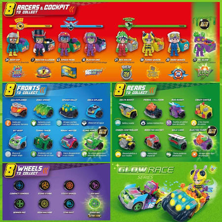 Zestaw 4-pack T-Racers Glow Race Samochód Świecący w ciemności