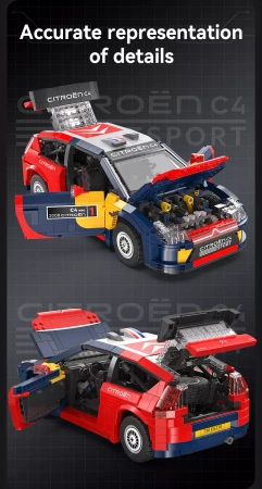 Klocki CaDA Zdalnie sterowany samochód wyścigowy Citroen C4 WRC z napędem Power System Pro RC 1569 el. C62005W/JV1010/JV8011/JV5028/JV5029