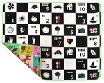 Humbi Piankowa dwustronna gruba mata edukacyjna Szachownica Polski Alfabet Cyfry Obrazki Kontrastowe 180 x 150 x 1,5 cm