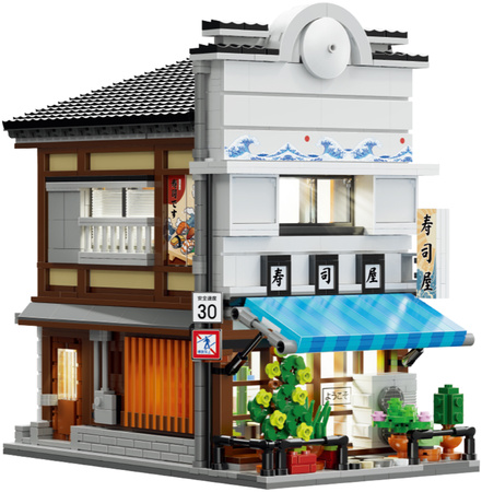 Klocki Konstrukcyjne CaDA Sklep z Sushi Budynek w japońskim stylu światło LED 1665 elementów C66018W