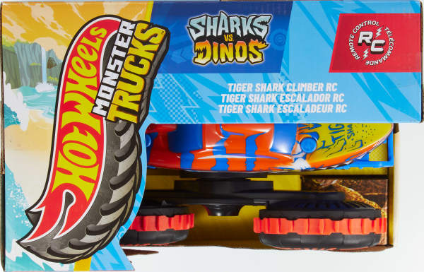 Hot Wheels Monster Trucks Tiger Shark Climber RC pojazd zdalnie sterowany rekin dinozaur