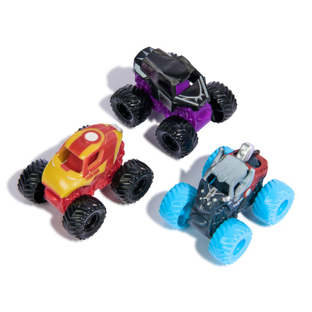Monster Jam zestaw 3 auta Mini Jams Marvel Thor Black Panther Iron Man