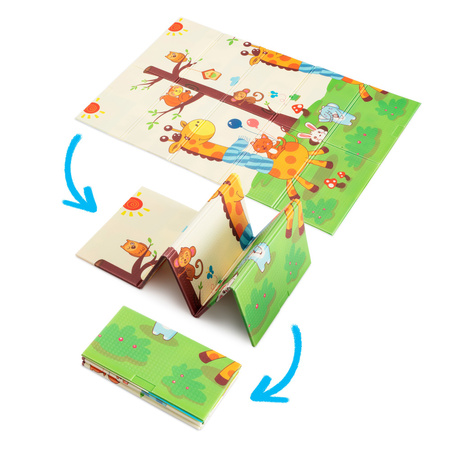 Humbi Dwustronna Składana Mata Edukacyjna z pianki XPE 120x180 Zwierzątka Żyrafy