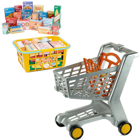 Zabawa W Sklep Koszyk Z Akcesoriami I Wózek Na Zakupy Dla Dzieci Agd 3+