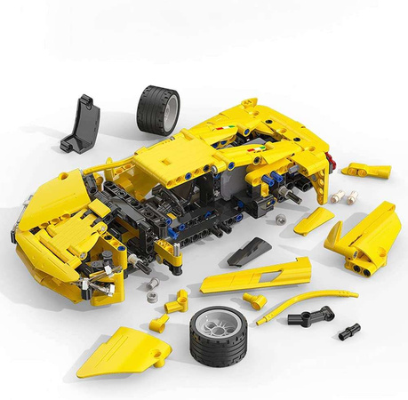 Klocki konstrukcyjne CaDA Samochód sportowy wyścigowy 24 cm Auto Lightning Sports Car z napędem pull back 357 elementów