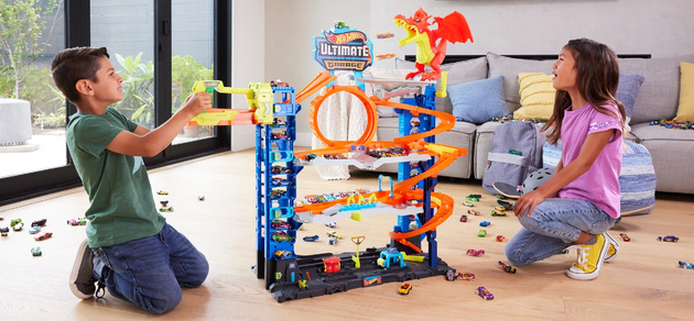 Hot Wheels City Zestaw Mega Garaż Tor Samochodowy Atak Smoka + 2 pojazdy