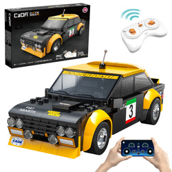Klocki konstrukcyjne CaDA Samochód zdalnie sterowany Auto wyścigowe 20 cm Czarny Fiat Abarth 131 Pojazd 216 elementów RC Dual Mode