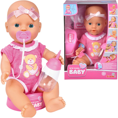 Lalka New Born Baby Słodziutki Bobas 30cm + Akcesoria Nocnik Smoczek Butelka Zestaw Do Opieki Mata Do Przewijania Pieluszki