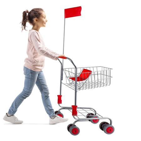 Wózek sklepowy dla dzieci Koszyk z flagą Silver 3+ Small Foot